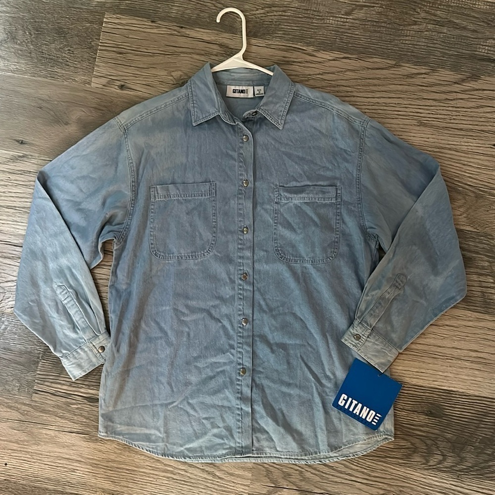 Vintage Gitano NWT button down shirt‎ denim blue women’s size medium